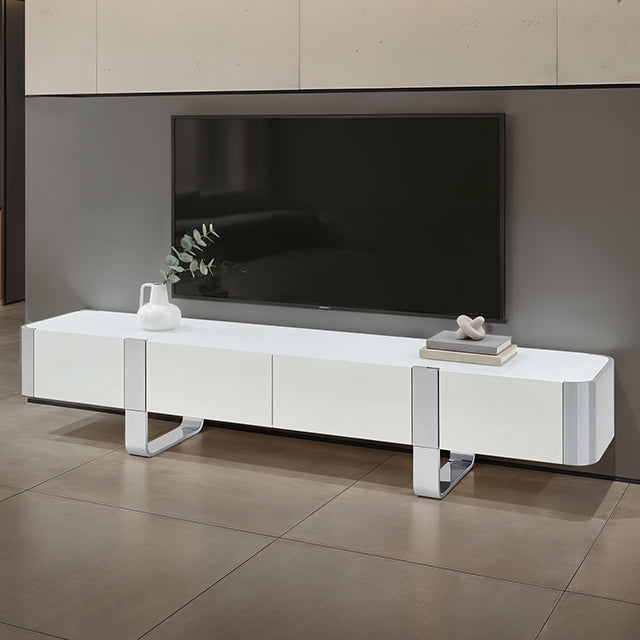Larvik TV Stand White w/ Silver Frame