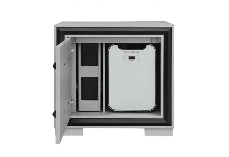 AMELIA GREY/BLACK NIGHTSTAND WITH COOLER AND SPEAKER