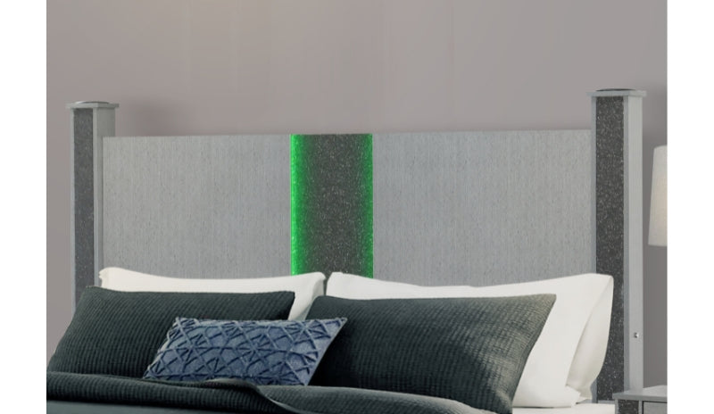 LOGAN SILVER QUEEN BED WITH LED AND SPEAKERS