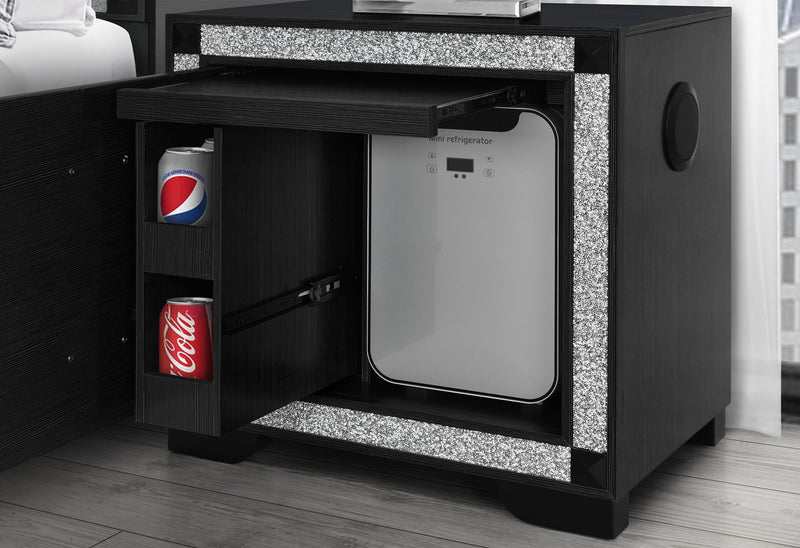 SOLEIL CHARCOAL QUEEN BED GROUP WITH COOLER AND SPEAKER