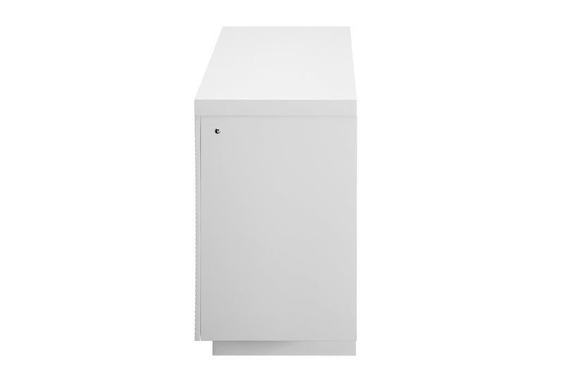 AILEEN WHITE 66" ENT UNIT W/LED, SPEAKERS, CRYSTAL AND POP-UP DOORS