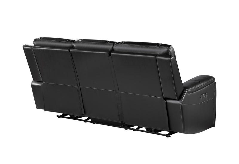 U8880 BLACK LEATHER POWER RECLINING SOFA