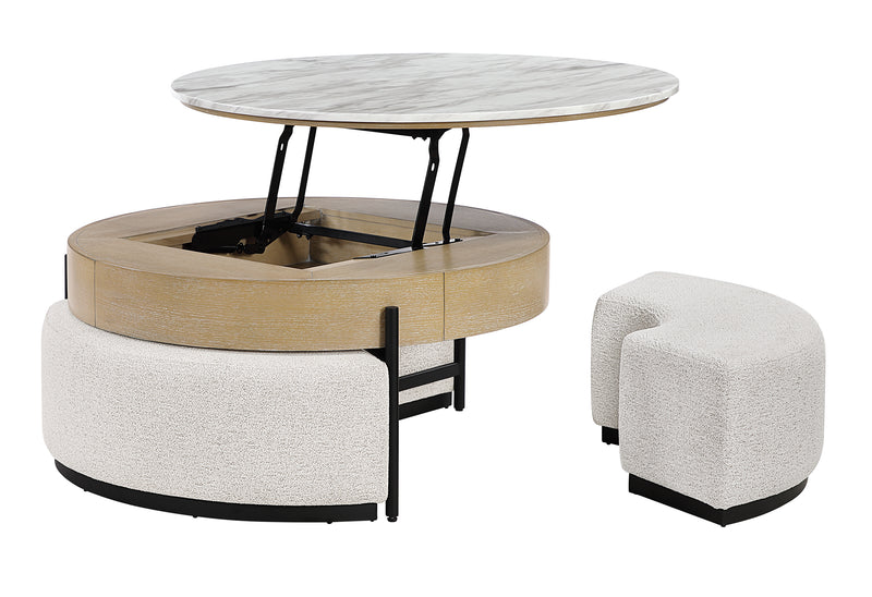 T42 NATURAL COFFEE TABLE WITH 3 STOOLS