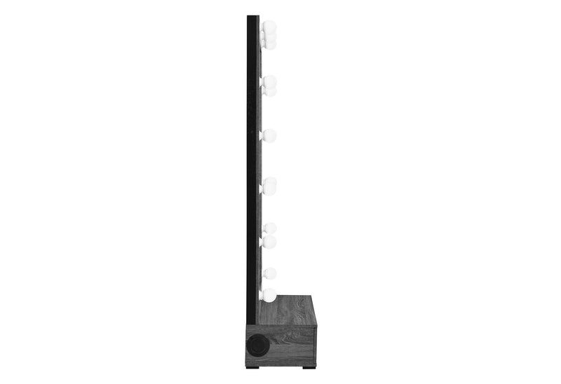 LEXI GREY TALL MIRROR WITH DRAWER AND SPEAKERS