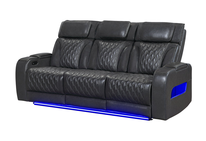 U8611 BLANCHE CHARCOAL POWER RECLINING SOFA WITH PHR AND LED