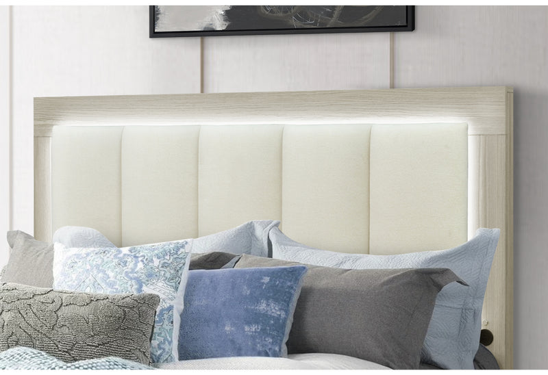 EMMA NATURAL/WHITE FULL BED WITH LED AND USB