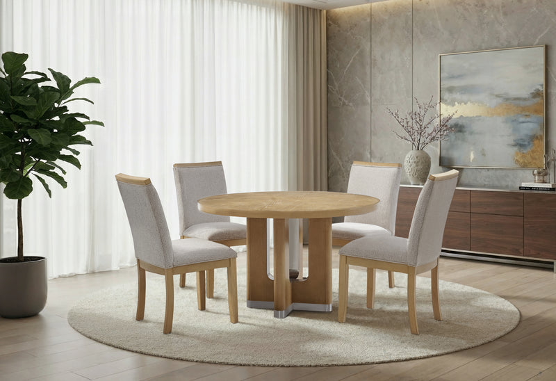 D3124 NATURAL DINING TABLE 48" AND 6 D1248 DINING CHAIR