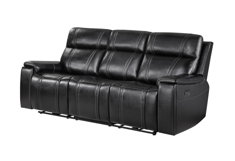 U8880 BLACK LEATHER POWER RECLINING SOFA