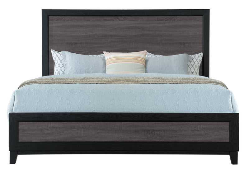 LISBON GREY/BLACK KING BED, DRESSER, MIRROR AND NIGHTSTAND