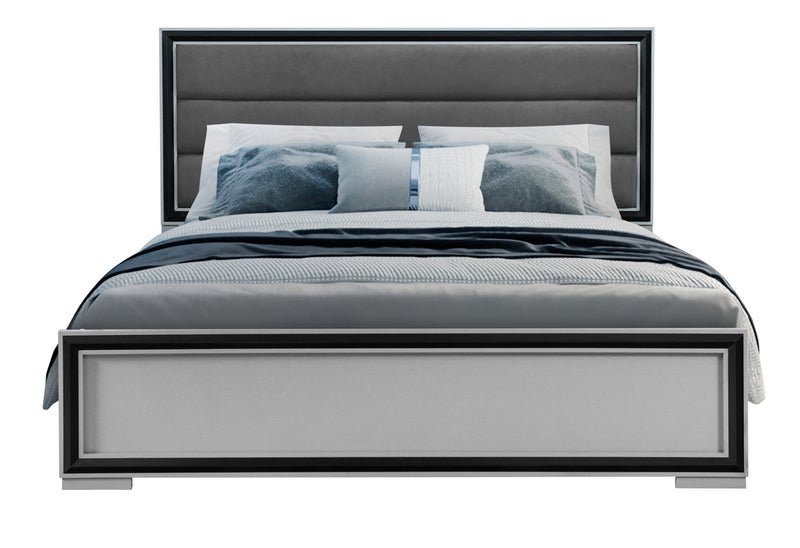 AMELIA GREY/BLACK QUEEN BED, DRESSER, MIRROR AND NIGHTSTAND