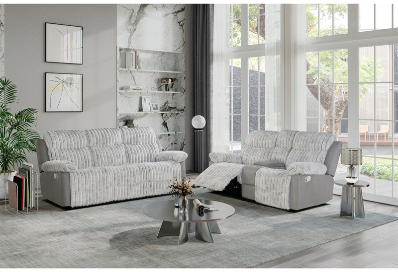 U6028 GREY RECLINING SOFA/CONSOLE RECLINING LOVESEAT