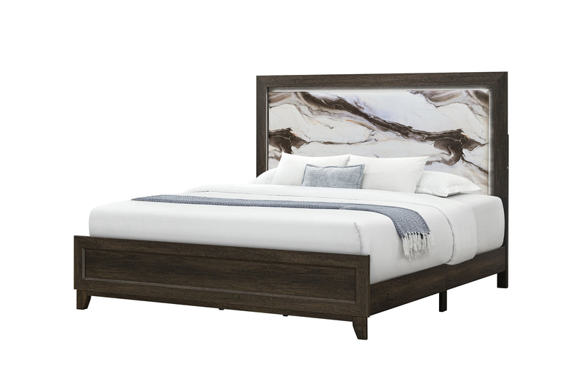HARMONY BROWN FULL BED WITH LED