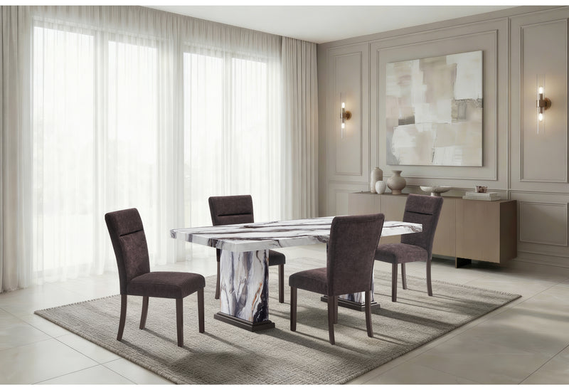 D8212 DINING TABLE WITH 4 D8212 DINING CHAIRS BROWN