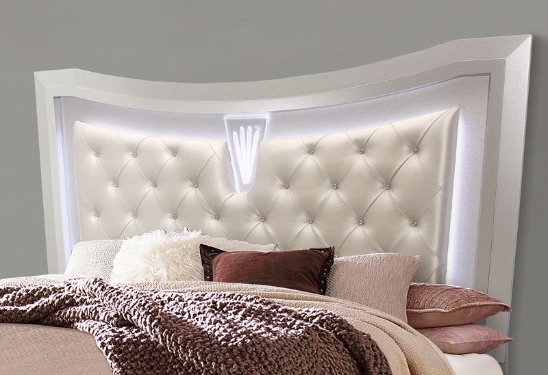 PARIS CHAMPAGNE KING BED WITH LED, DRESSER, MIRROR, NIGHTSTAND