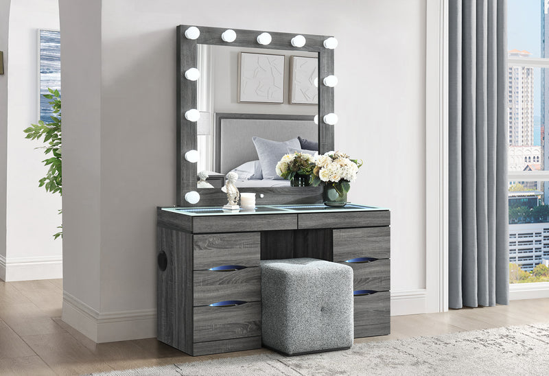 LEXI GREY VANITY SET WITH STOOL