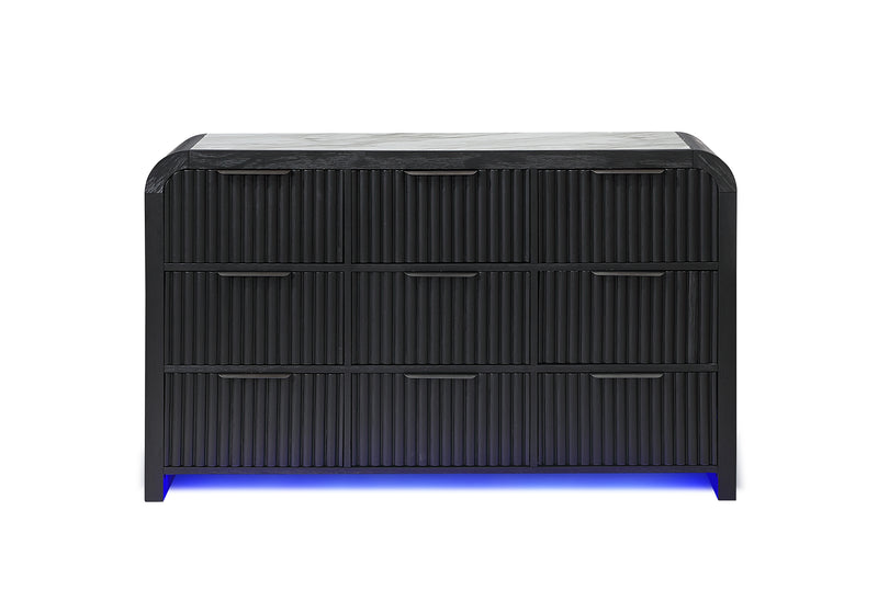 BECKETT WHT/BLK DRESSER W/ LED