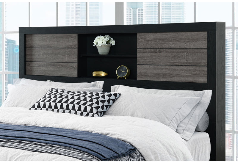 LISBON GREY/BLACK BOOKCASE FULL BED