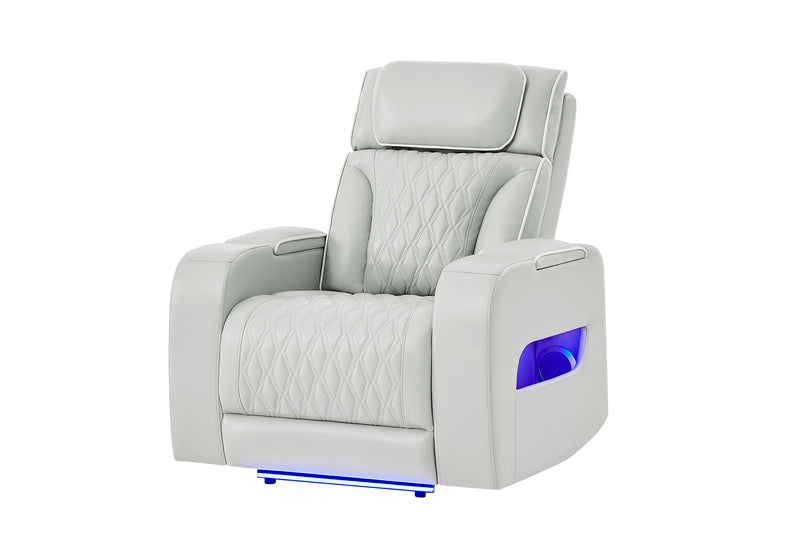 U8611 BLANCHE SILVER POWER RECLINER WITH POWER HEADREST AND LED