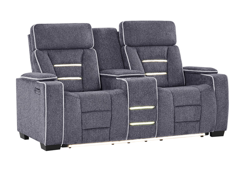 U1895 GREY P2 CONSOLE RECLINING LOVESEAT WITH IS AND LED