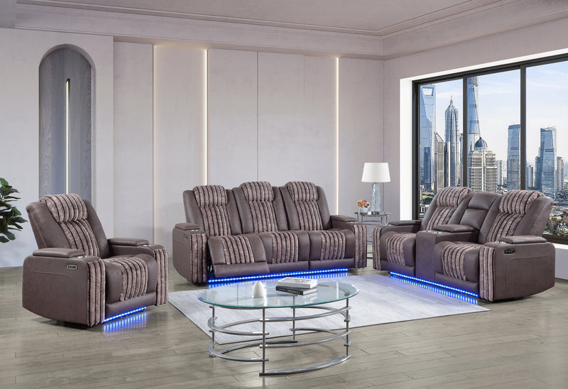 U8000 BROWN PWR REC SOFA/PWR CON REC LOVESEAT/PWR RECLINER W/PHR