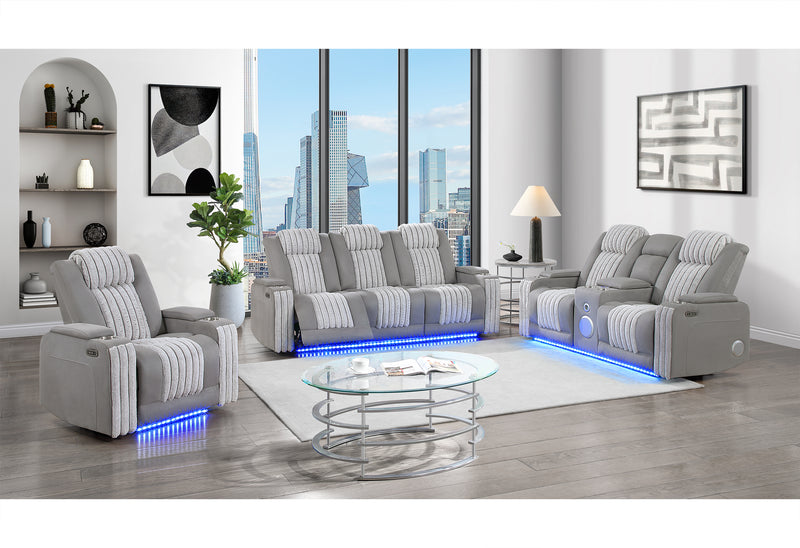 U8000 GREY PWR REC SOFA/PWR CON REC LOVESEAT/PWR RECLINER W/PHR