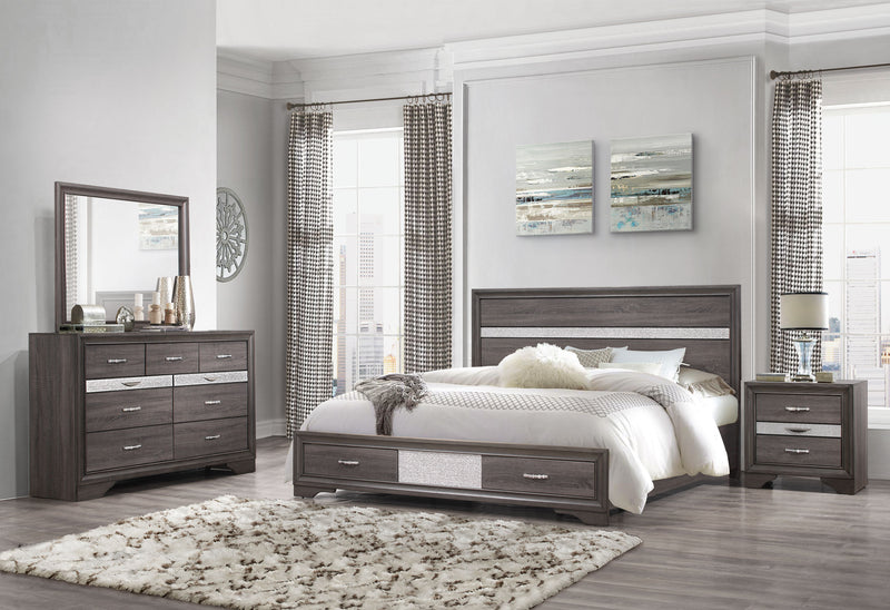SEVILLE GREY QUEEN BED DRESSER MIRROR NIGHTSTAND