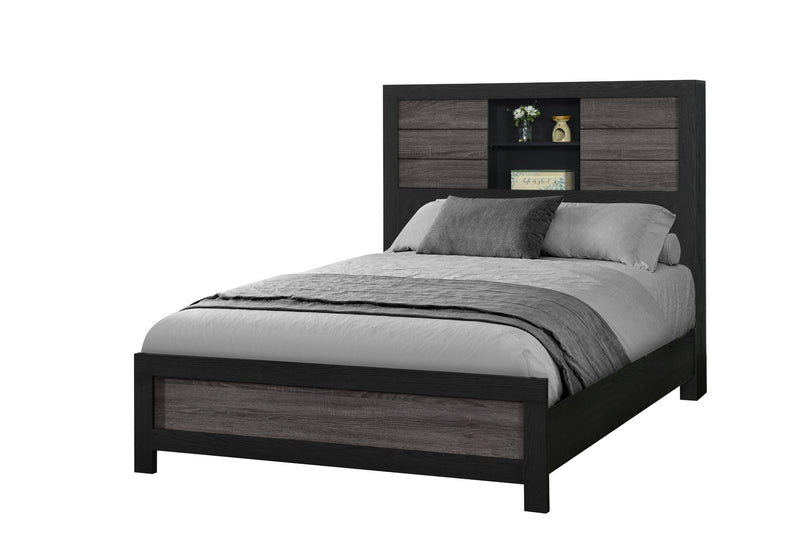 LISBON GREY/BLACK BOOKCASE FULL BED GROUP