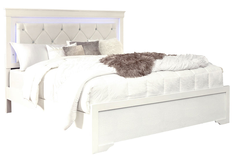 POMPEI METALLIC WHITE QUEEN BED WITH LED