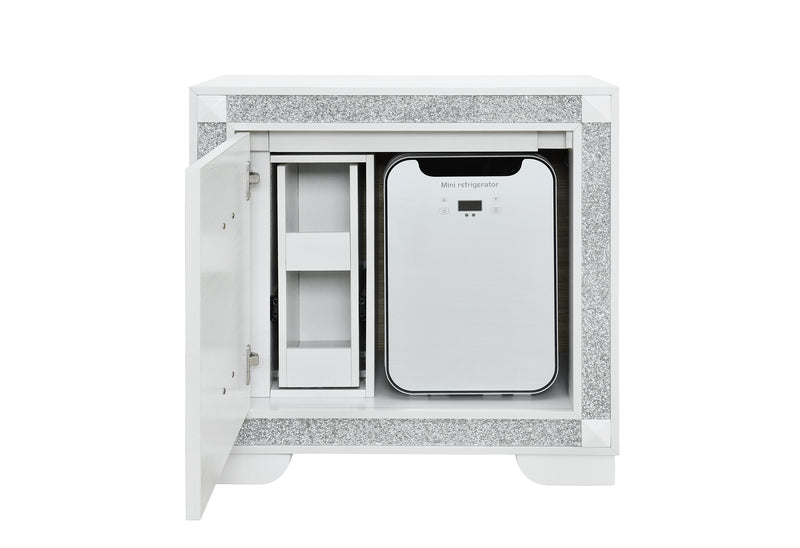 SOLEIL WHITE NIGHTSTAND WITH COOLER AND SPEAKER