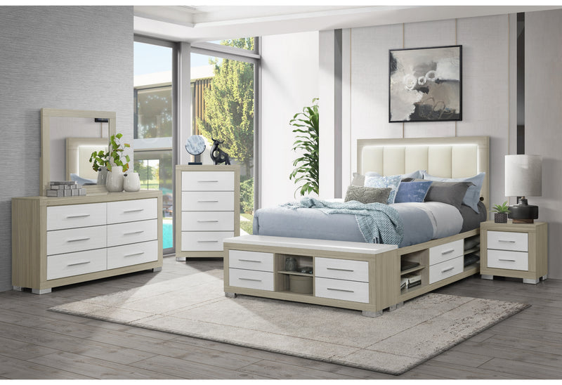 EMMA NATURAL/WHITE FULL BED GROUP