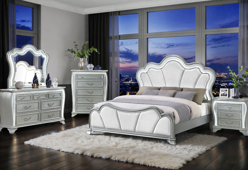 ARIA SILVER QUEEN BED WITH LED