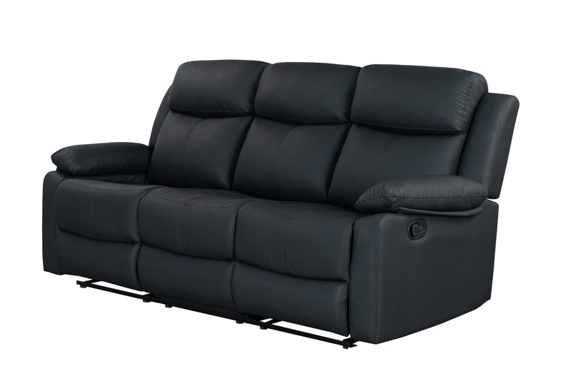 U6026 BLACK PU 72A RECLINING SOFA WITH LED