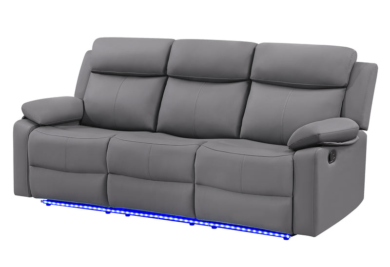 U6026 GREY PU 46A RECLINING SOFA WITH LED