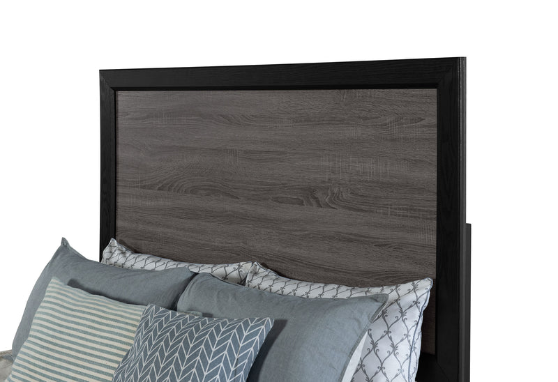 LISBON GREY/BLACK QUEEN BED, DRESSER, MIRROR AND NIGHTSTAND