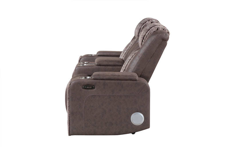 U8000 BROWN PWR CONSOLE REC LOVESEAT W/PHR, LED AND SPEAKER
