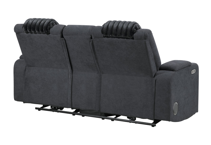 U8000 BLACK PWR CONSOLE REC LOVESEAT W/PHR, LED AND SPEAKER