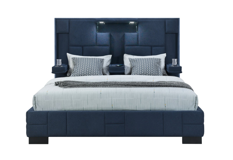 OSCAR NAVY BLUE KING BED NO WOOD TRIM