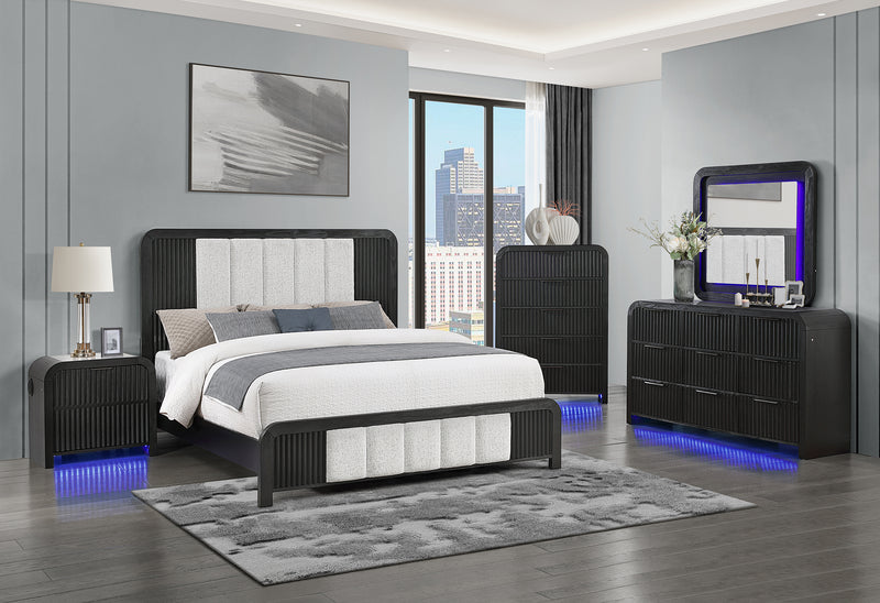 BECKETT WHITE/BLACK QUEEN BED GROUP WITH COOLER & SPEAKER