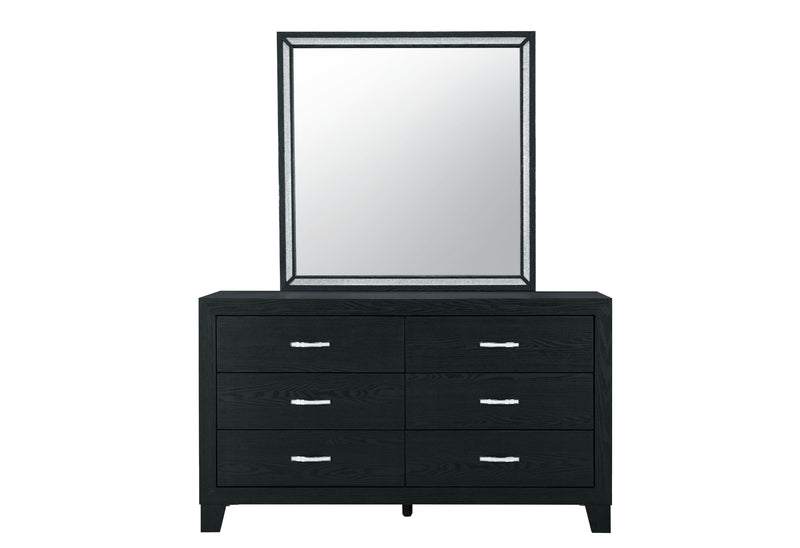 REID BLACK KING BED DRESSER MIRROR NIGHTSTAND