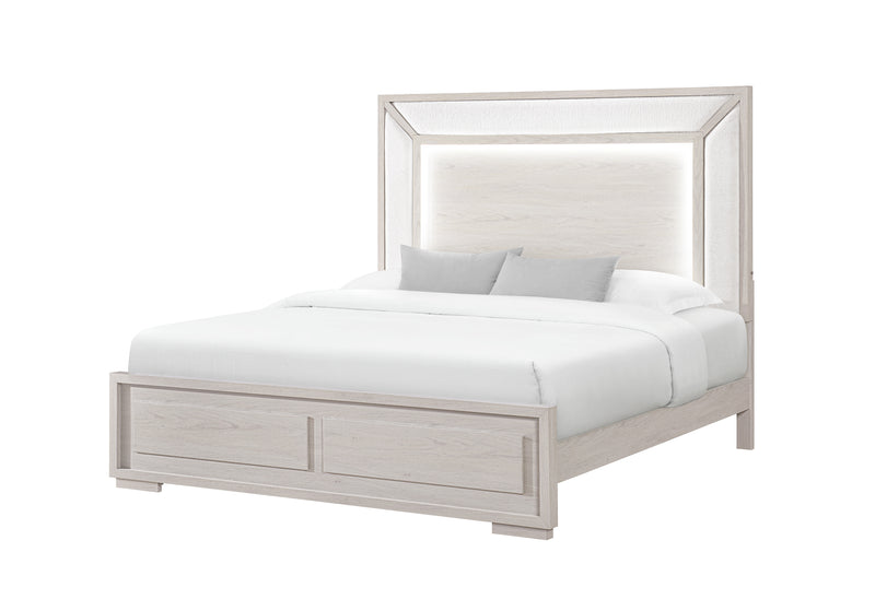 CLARA BEIGE QUEEN BED WITH LED