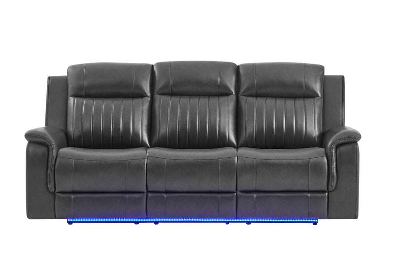 U8879 BLANCHE CHARCOAL PWR REC SOFA W/LED & GLOBAL SURROUND SYSTEM