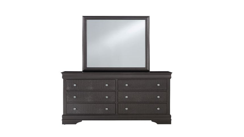 POMPEI METALLIC GREY QUEEN BED GROUP WITH LED