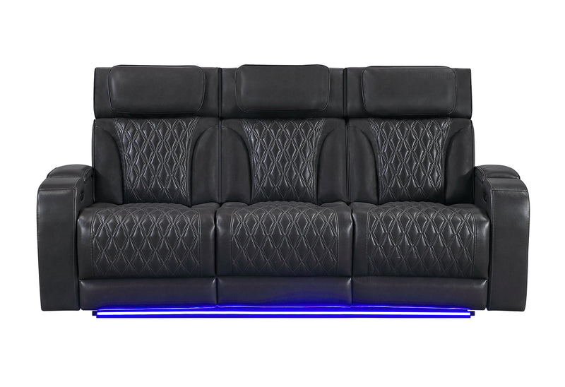 U8611 BLANCHE CHARCOAL POWER RECLINING SOFA WITH PHR AND LED