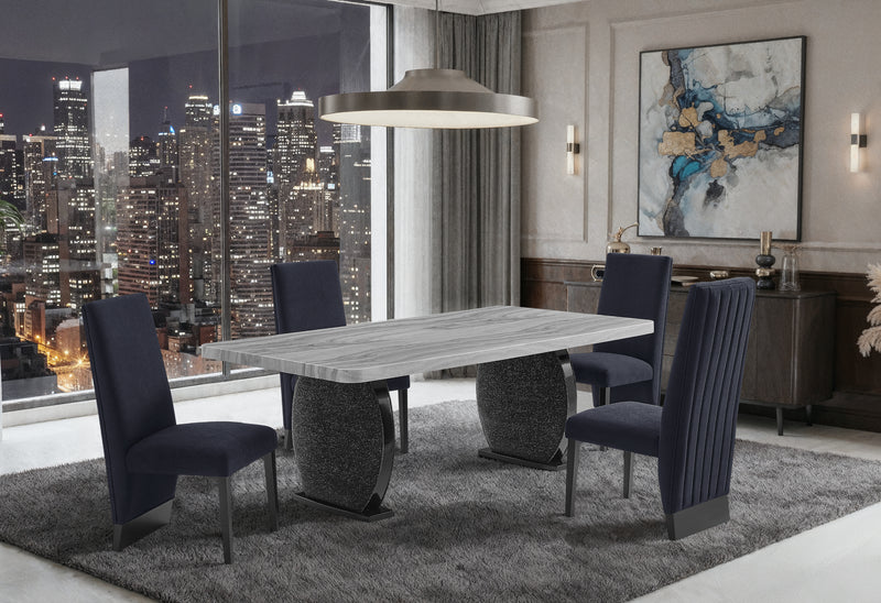 D2502 DINING TABLE AND 4 D12 BLACK DINING CHAIR