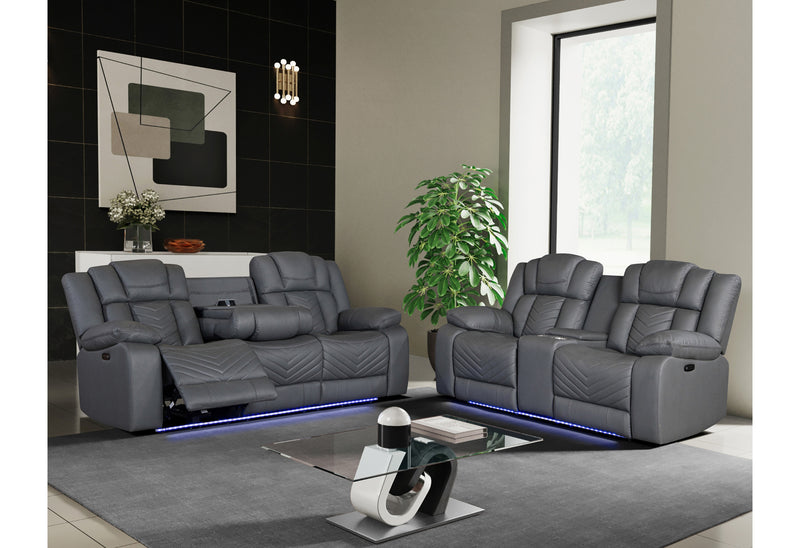 U7068/U7069 GREY 10 PWR REC SOFA/PWR CRLS W/LED & IMMERSE SPEAKERS