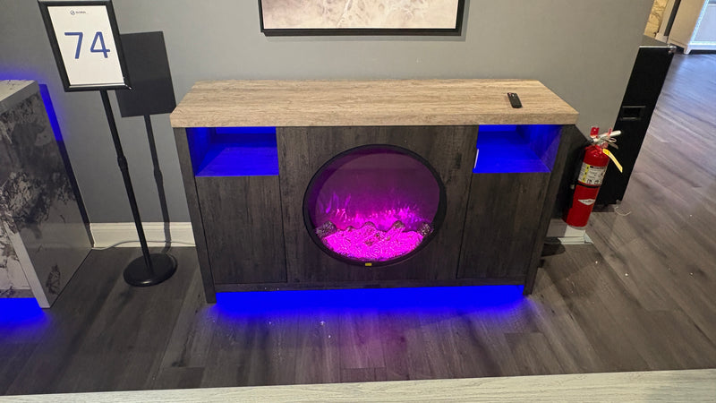 NYLA GREY 60" ENTERTAINMENT UNIT WITH SPEAKERS AND LED