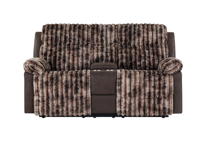 U6028 BROWN CONSOLE RECLINING LOVESEAT