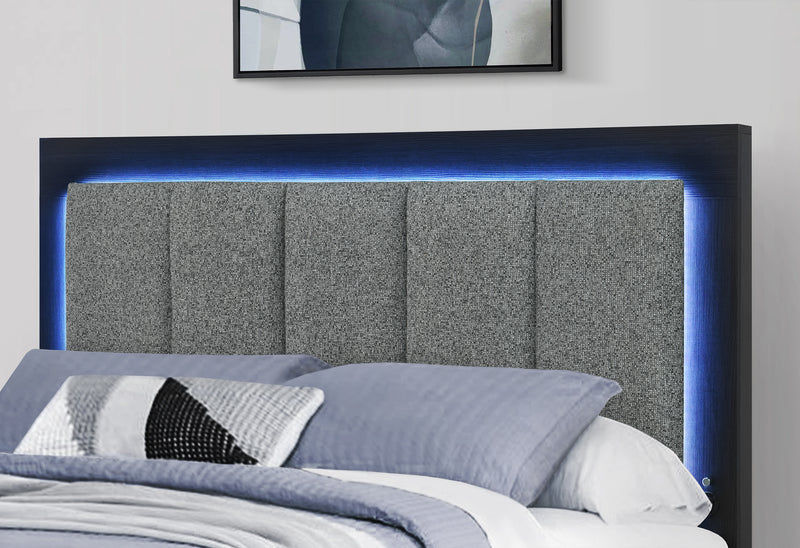 EMMA BLACK/GREY FULL BED WITH LED AND USB