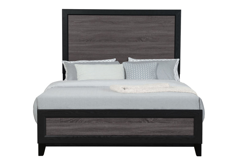 LISBON GREY/BLACK QUEEN BED, DRESSER, MIRROR AND NIGHTSTAND