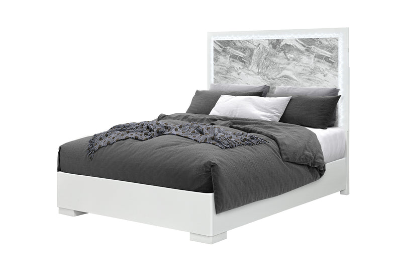 NAOMI SILVER MARBLE FULL BED WITH LED